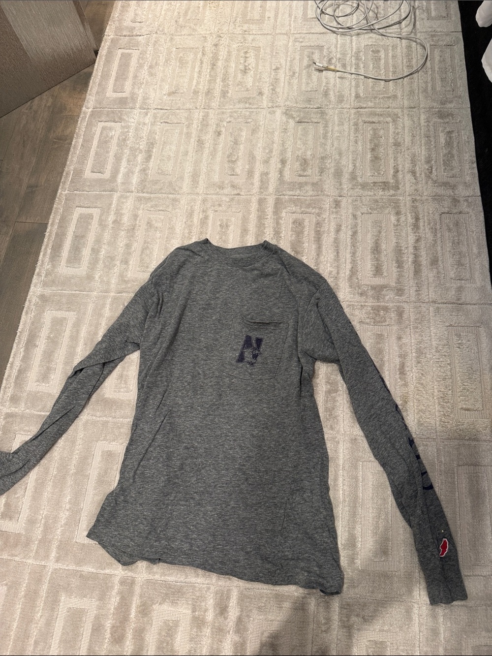 Long Sleeve Gray Pocket Shirt with Subtle Logo